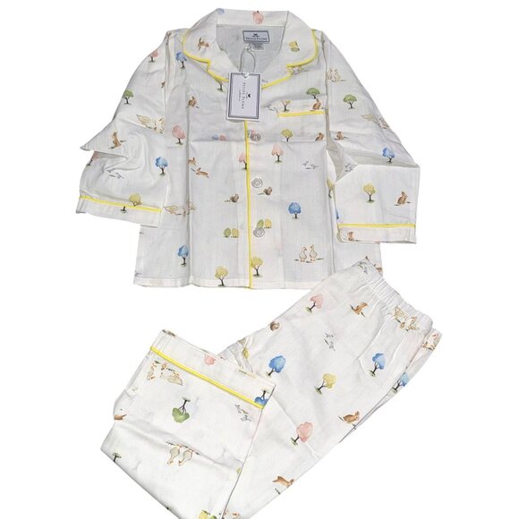 Petite Plume Kids Pajama Set With Whimsical Trees & Animals Print Size 4 - Picture 1 of 13